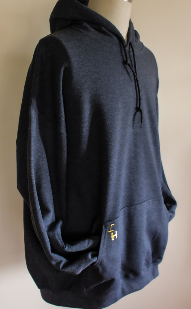 Dark grey pullover hoodie gold logo