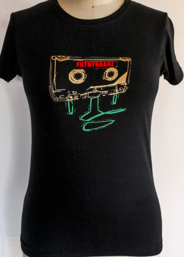 Black t-shirt Side B design in Vinyl