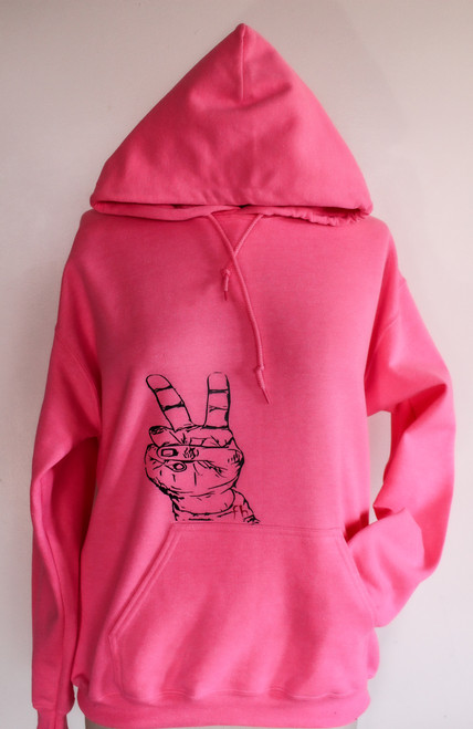 Pink hoodie Sign of the times design with black vinyl