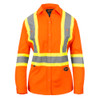Womens Long Sleeved Safety Shirt - Hi-Vis Orange - Cotton Twill - Button Closure
