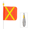 Super Duty Whip with 16"x16" Orange Flag (Yellow X), Heavy Duty Spring Base, and Blue Light