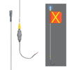 Super Duty Whip with 16"x16" Orange Flag (Yellow X), Heavy Duty Spring Base, and Flashing Blue Light