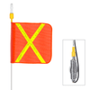 Super Duty Whip with 16"x16" Orange Flag (Yellow X), Heavy Duty Spring Base, and Flashing Green Light