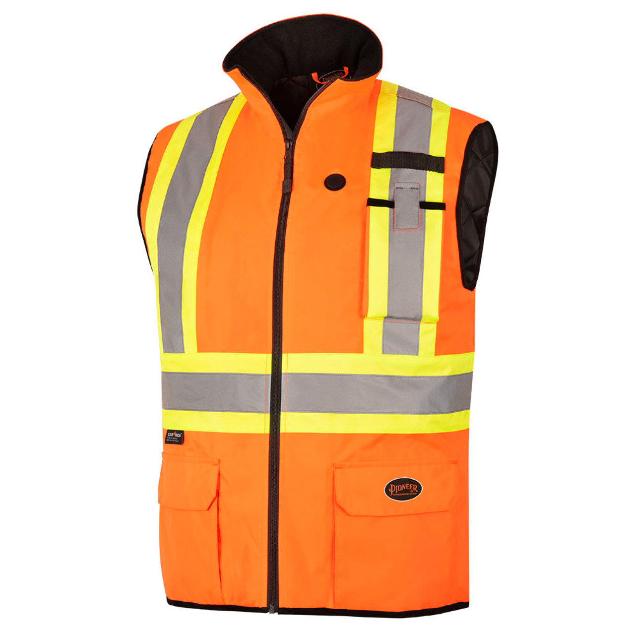 PIONEER 6959BK HI-VIZ ZIP-FRONT SAFETY VEST - BLACK