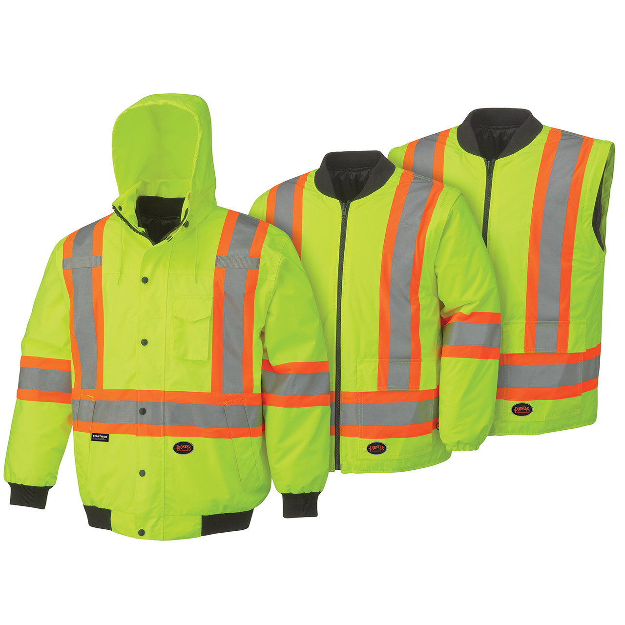 Pioneer Hi-Vis Waterproof 2-in-1 Safety Bomber Jacket Class StarTech Re - 3