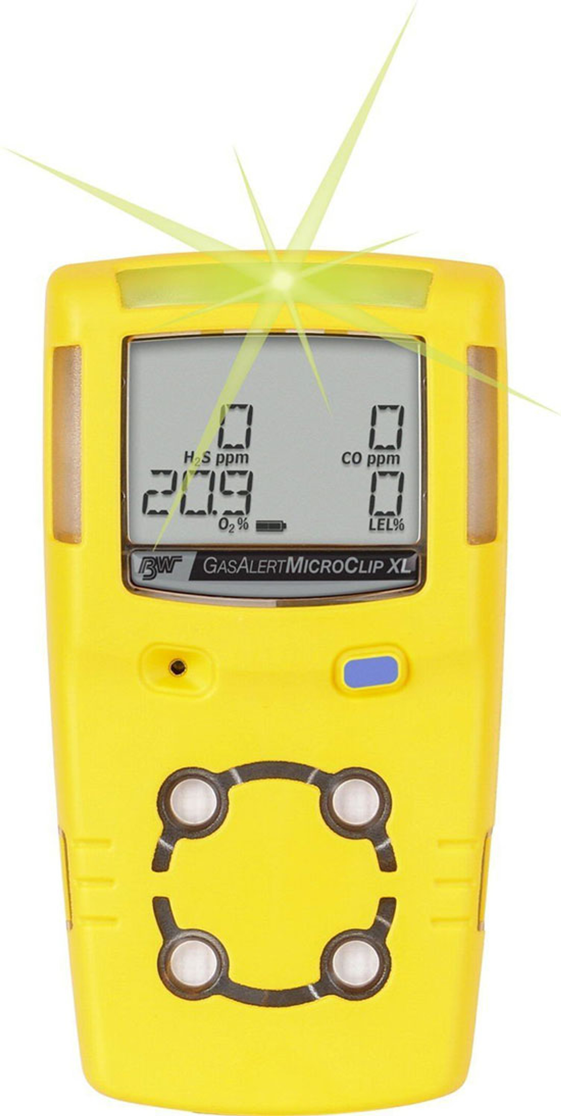 MicroClip XL MultiGas Detector LEL, CO, H2S, O2 Gas Alert MCXLXWHMYNA