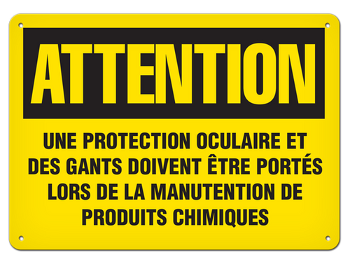 OSHA Safety Sign | Attention Protection Oculaire, Gants...  | INCOM SSF2084   Safety Supplies Canada