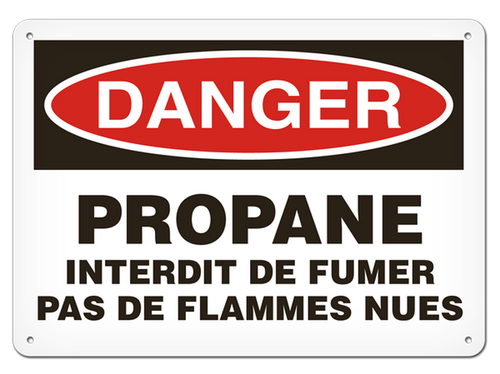 OSHA Safety Sign | Danger Propane Inerdit Fumer  | INCOM SSF1075V, SSF1075A, SSF1075P, SCF1075V, SCF1075A, SCF1075P, SAF1075V, SAF1075P   Safety Supplies Canada