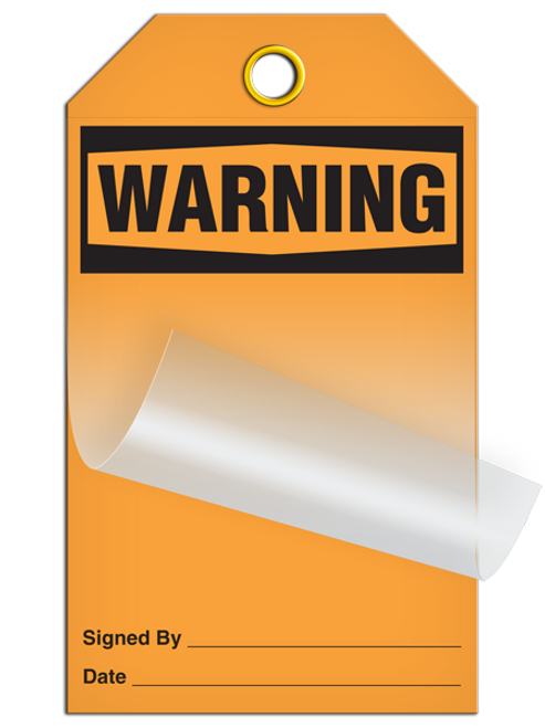 Self Laminating Tag - WARNING - 24/pkg