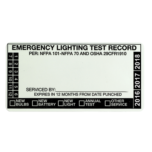 Emergency Lighting Test Label, Blank