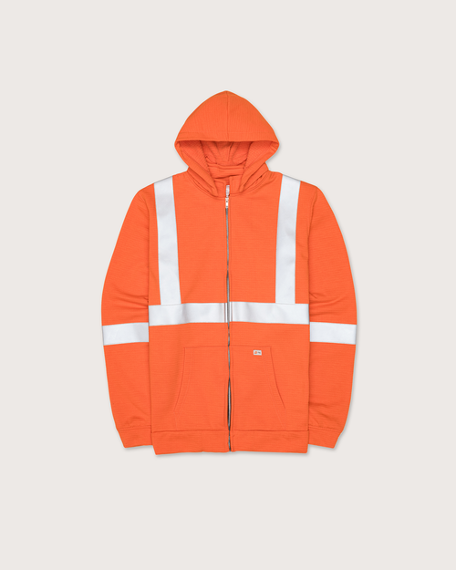FR Hi Vis Orange Zip Hoodie with Detachable Hood & 2" CSA Trim