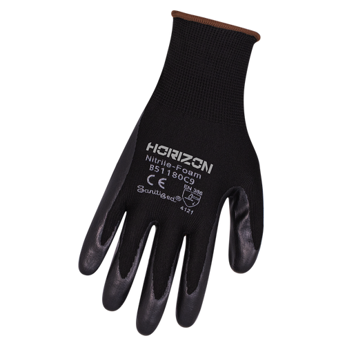 Black Nitrile Foam Coated Gloves - Sanitized