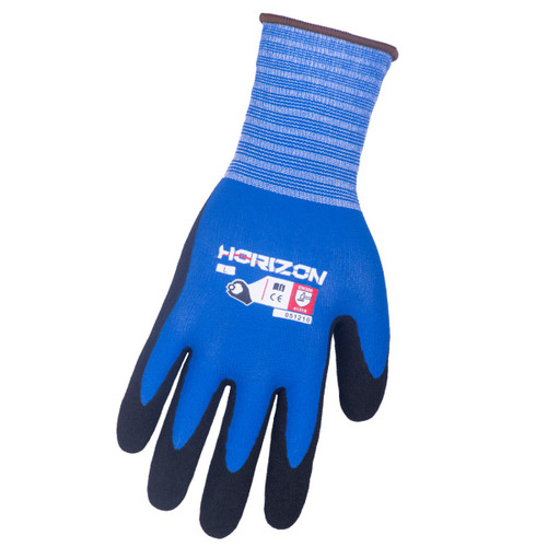 Horizon Blue Nylon Sandy Textured Nitrile Coated Gloves