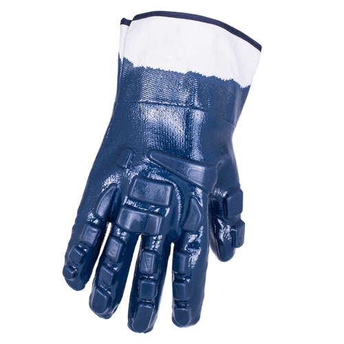 Nitrile Coated Gloves Blue - Fully Dipped - Pasted Cuff - TPR Protection
