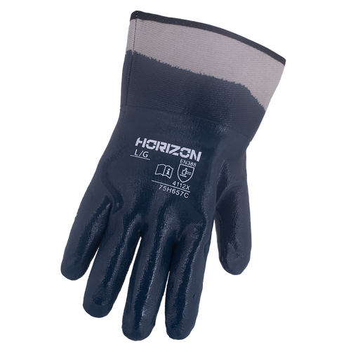 Nitrile Coated Gloves - Blue - Fully Dipped - Pasted Cuff