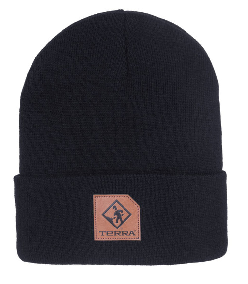 Terra Acrylic Knitted Ribbed Toque - Black