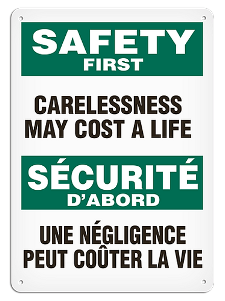 OSHA Safety Sign | Safety E/F Careless  | INCOM SS6033V, SS6033A, SS6033P, SC6033V, SC6033A, SC6033P, SA6033V, SA6033P   Safety Supplies Canada