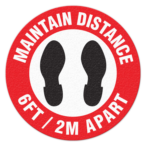 Maintain Distance - 6FT - 2M Apart Floor Sign | INCOM FS1045V   Safety Supplies Canada