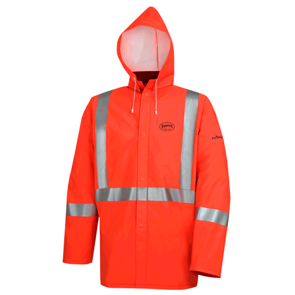 Hi-Viz PVC/Polyester/PVC FR Rain Jacket | Pioneer 576J   Safety Supplies Canada