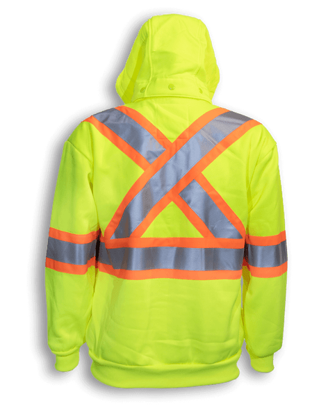 Lime Green 100% Polyester Full Zipper Hoodie BK3552   Safety Supplies Canada