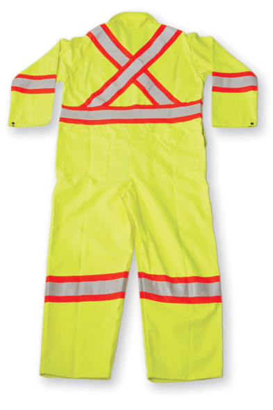 Lime Green Poly/Cotton Safety Coverall BK1400   Safety Supplies Canada