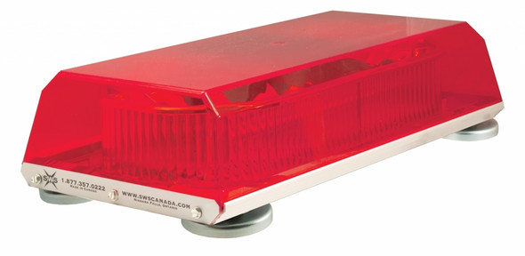 Red 16" Apollo Low Profile Fleet+ LED Mini Lightbar Magnetic Mount - Dome: Red,  16331   Safety Supplies Canada