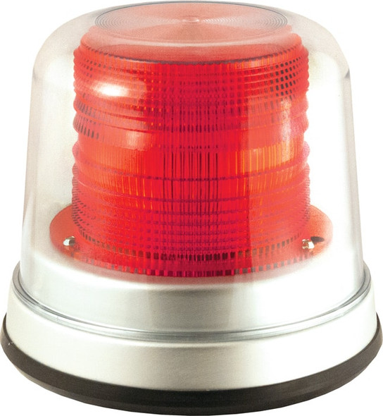 Red High Profile Fleet LED Beacon Permanent Mount - Dome: Clear, Lens: Red 200A-12V-R   Safety Supplies Canada