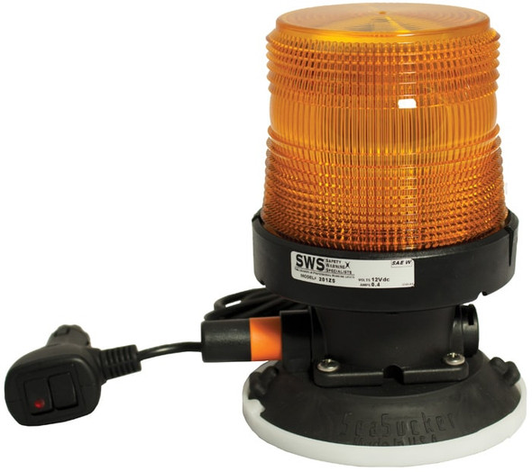 Amber Low Profile Fleet LED Beacon Suction Mount - Lens: Amber - Y Base