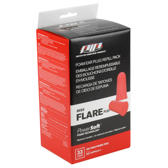 Mega Flare Plus Disposable Soft Poly-Foam Ear Plugs - Dispenser Refill Pack 267-HPF910-1-CN   Safety Supplies Canada