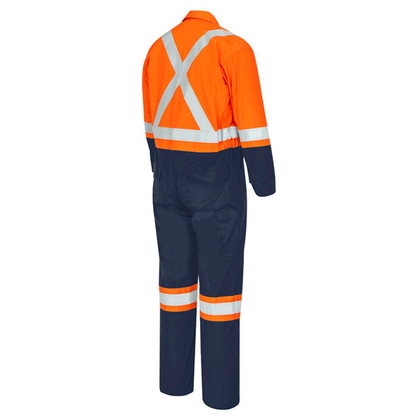 Fr-Tech® 88/12 7Oz. Safety Coverall - 2-Tone Industrial Wash - Hi-Viz Orange/Navy