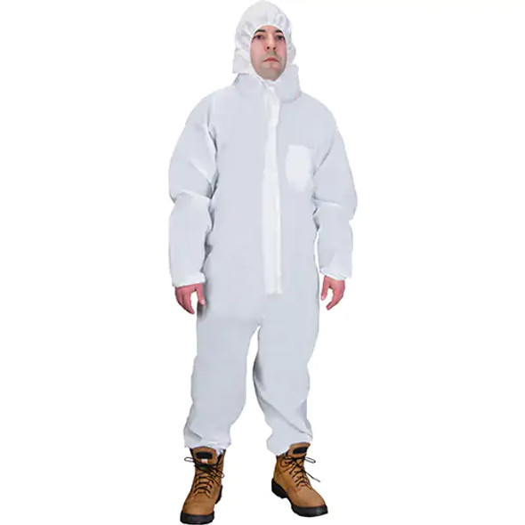 Hooded Coveralls, Large, White, SMS | Zenith SGX190   Safety Supplies Canada