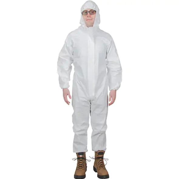 Premium Hooded Coveralls, Large, White, Microporous | Zenith SGW459   Safety Supplies Canada