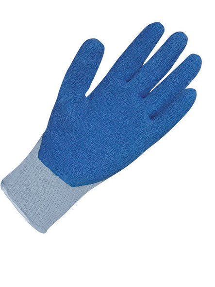 X-Site Seamless Knit Grey Poly-Cotton Blue Crinkle Latex Palm - Pack of 12