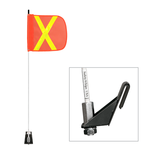 Light Duty Whip with Orange Flag (Yellow X) and a Window Bracket Mounting Base