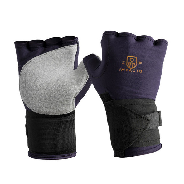 IMPACTO Anti-Impact Nylon Glove with Padded elastic Wrist Support - Fingerless Style