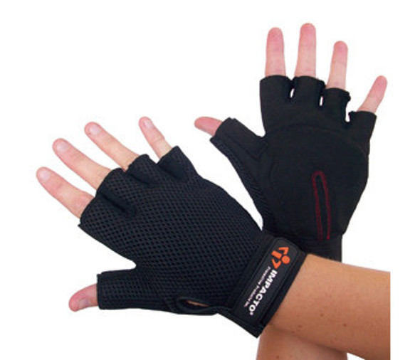IMPACTO Leather Anti-Impact Carpal Tunnel Glove - Synthetic Suede Leather, Half Finger