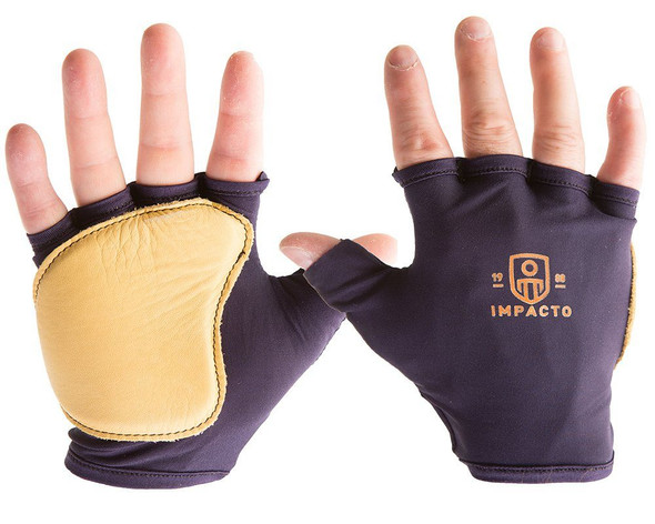 IMPACTO Leather Tool Grip Anti-Impact Glove - Fingerless Suede Leather Cover - Pair