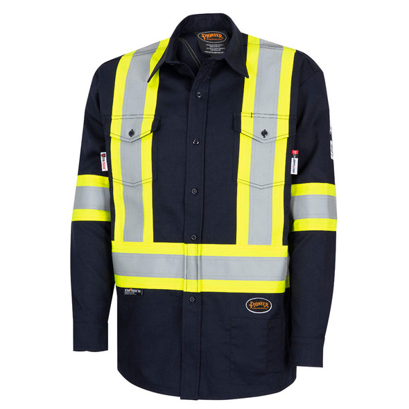 FR-Tech® Hi-Vis 88/12 7-Oz FR/ARC-Rated Safety Shirt - Navy