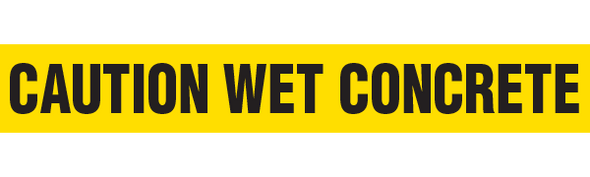 CAUTION WET CONCRETE Barricade Tape | Pack of 12 | Contractor (2.0 MIL) | INCOM