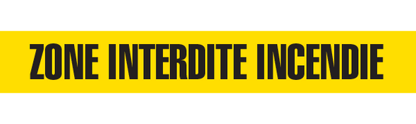 ZONE INTERDITE INCENDIE Yellow Barricade Tape  - Contractor Grade (Pack of 12 Rolls)