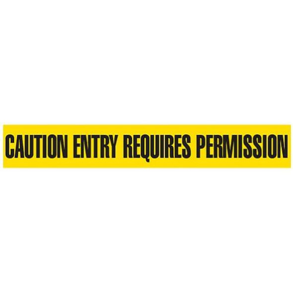 CAUTION ENTRY REQUIRES PERMISSION Dispenser Boxed Barricade Tape (Pack of 12 Rolls)