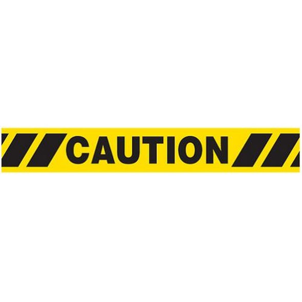 CAUTION with Hazard Stripe Dispenser Boxed Barricade Tape (Pack of 12 Rolls)