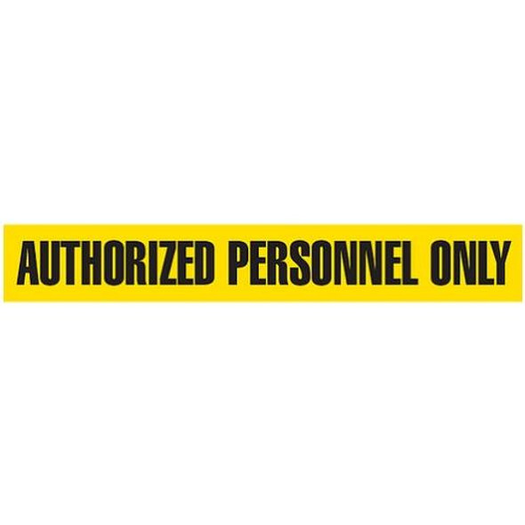AUTHORIZED PERSONNEL ONLY Dispenser Boxed Barricade Tape - Yellow (Pack of 12 Rolls)