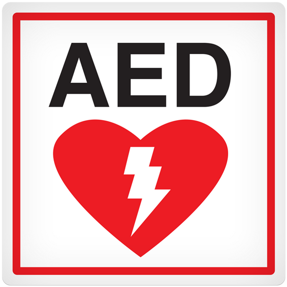 AED Symbol  - 4" x 4" Vehicle Safety Decal - 25/pkg