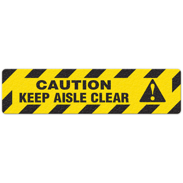 Caution - Keep Aisle Clear - 6"x24" Floor Sign 6/pkg