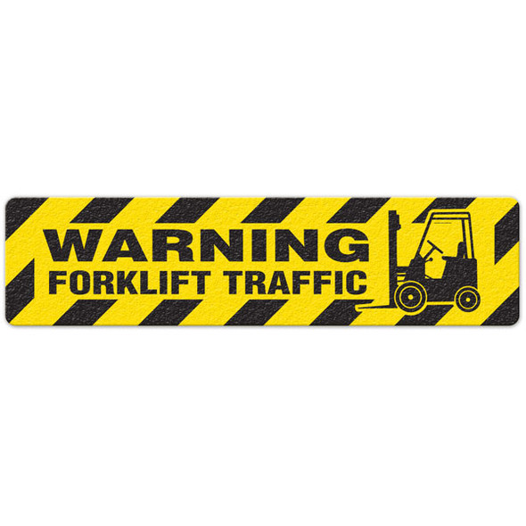 Warning - Forklift Traffic  - 6"x24" Floor Sign 6/pkg