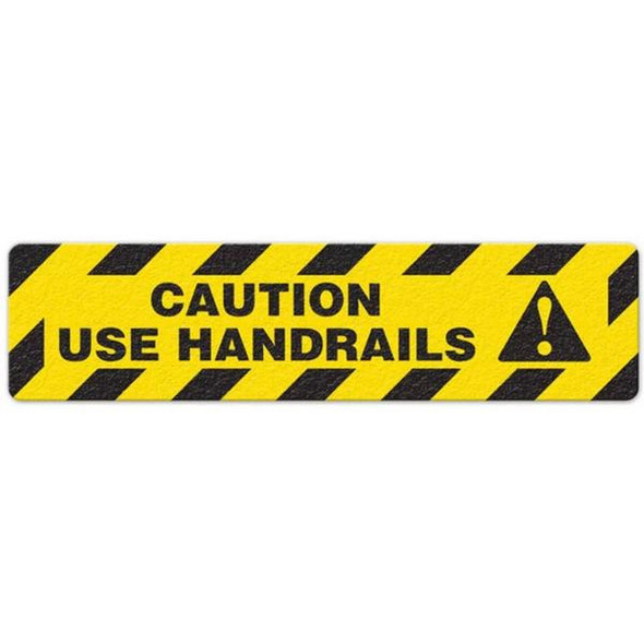 "Caution - Use Handrails" - 6"x24" Floor Sign 6/pkg