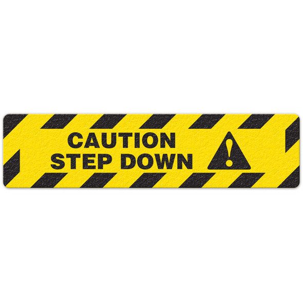 Caution - Step Down - 6"x24" Floor Sign 6/pkg