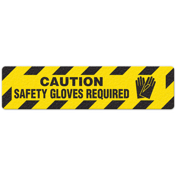 Caution - Safety Gloves Required  - 6"x24" Floor Sign 6/pkg