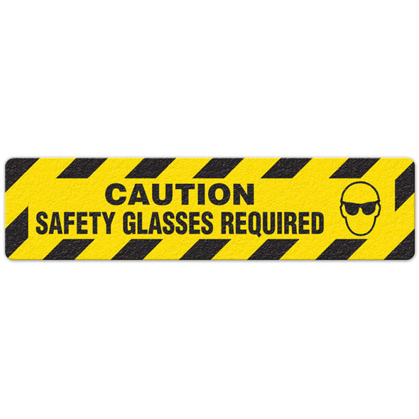 Caution - Safety Glasses Required  - 6"x24" Floor Sign 6/pkg